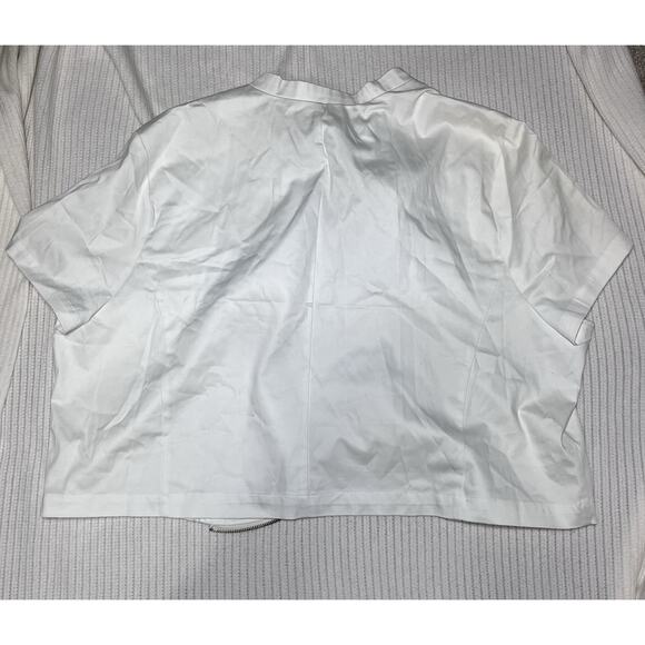 NWT Ashley Stewart S/S Jacket Size 24 White Retro Zipper Buckle Accent - Picture 6 of 7
